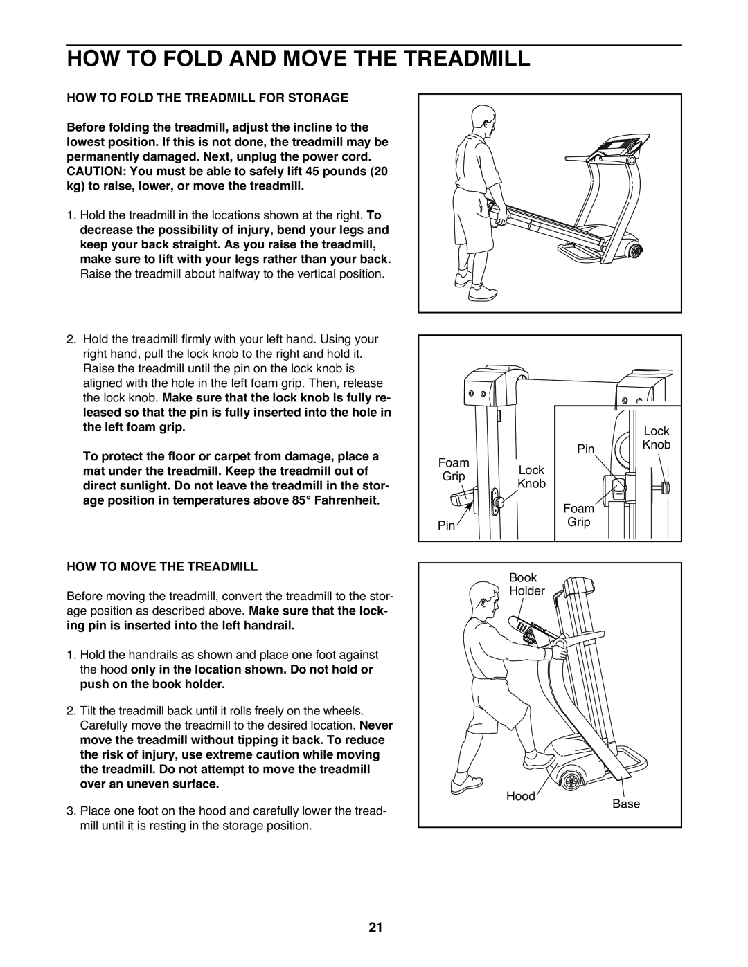 Healthrider HRT12920 How To Fold And Move The Treadmill, How To Fold The Treadmill For Storage, How To Move The Treadmill 