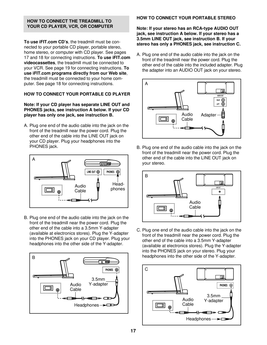 Healthrider HRT15920 manual HOW to Connect Your Portable Stereo 