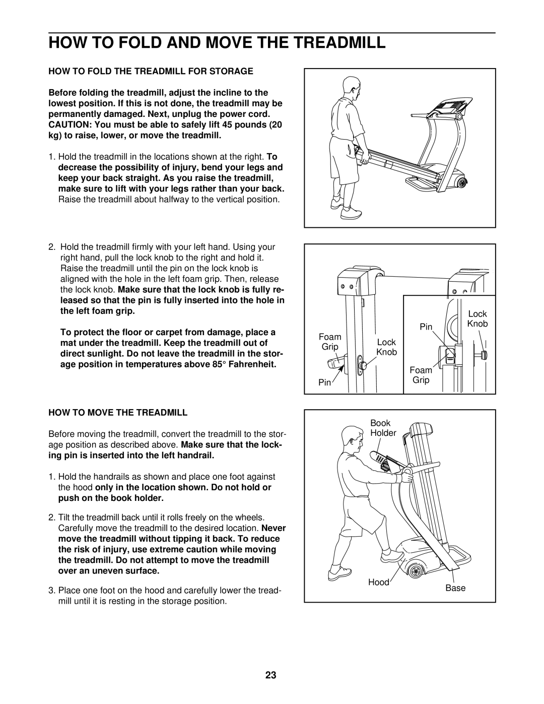 Healthrider HRT15920 HOW to Fold and Move the Treadmill, HOW to Fold the Treadmill for Storage, HOW to Move the Treadmill 