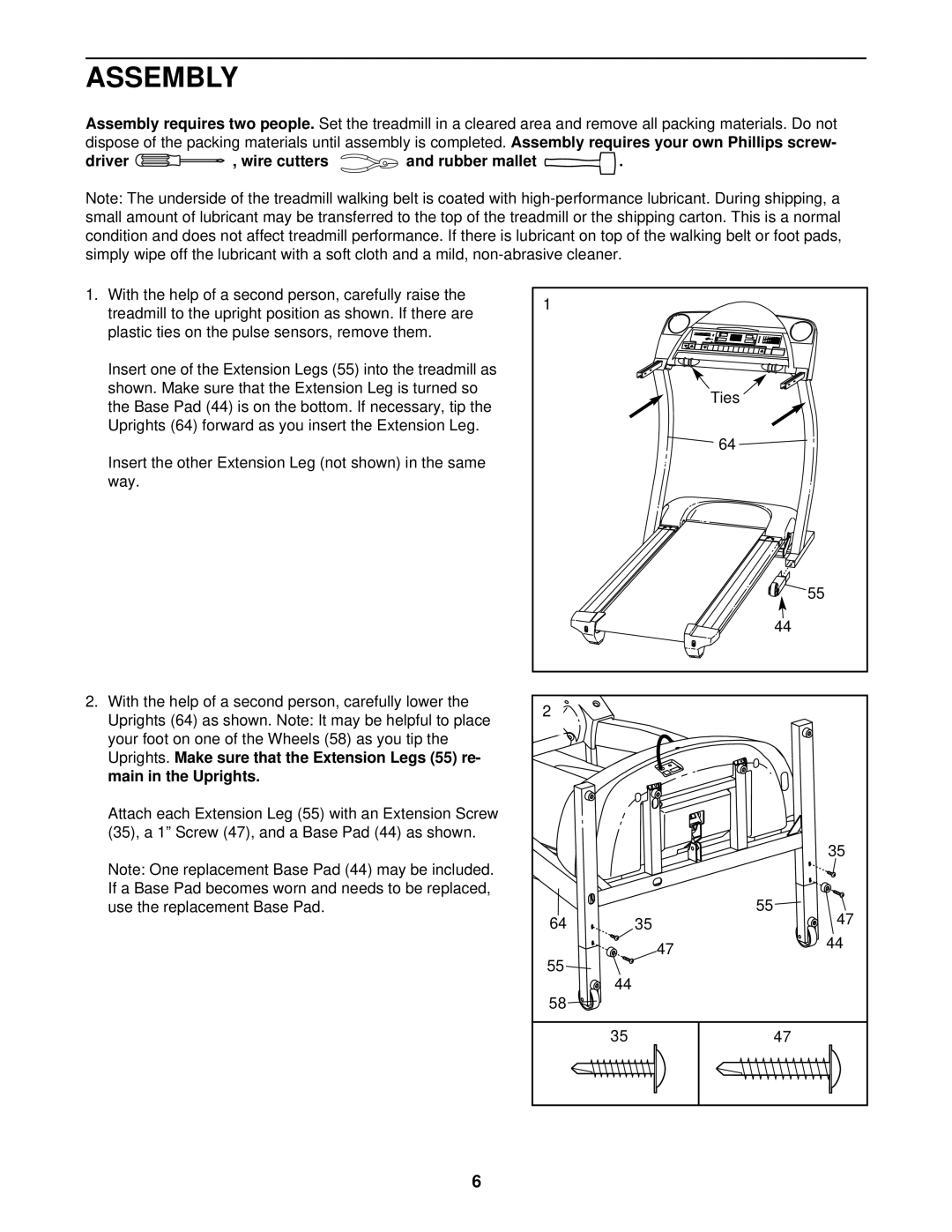 Healthrider HRT99021 manual Assembly, Driver , wire cutters and rubber mallet 