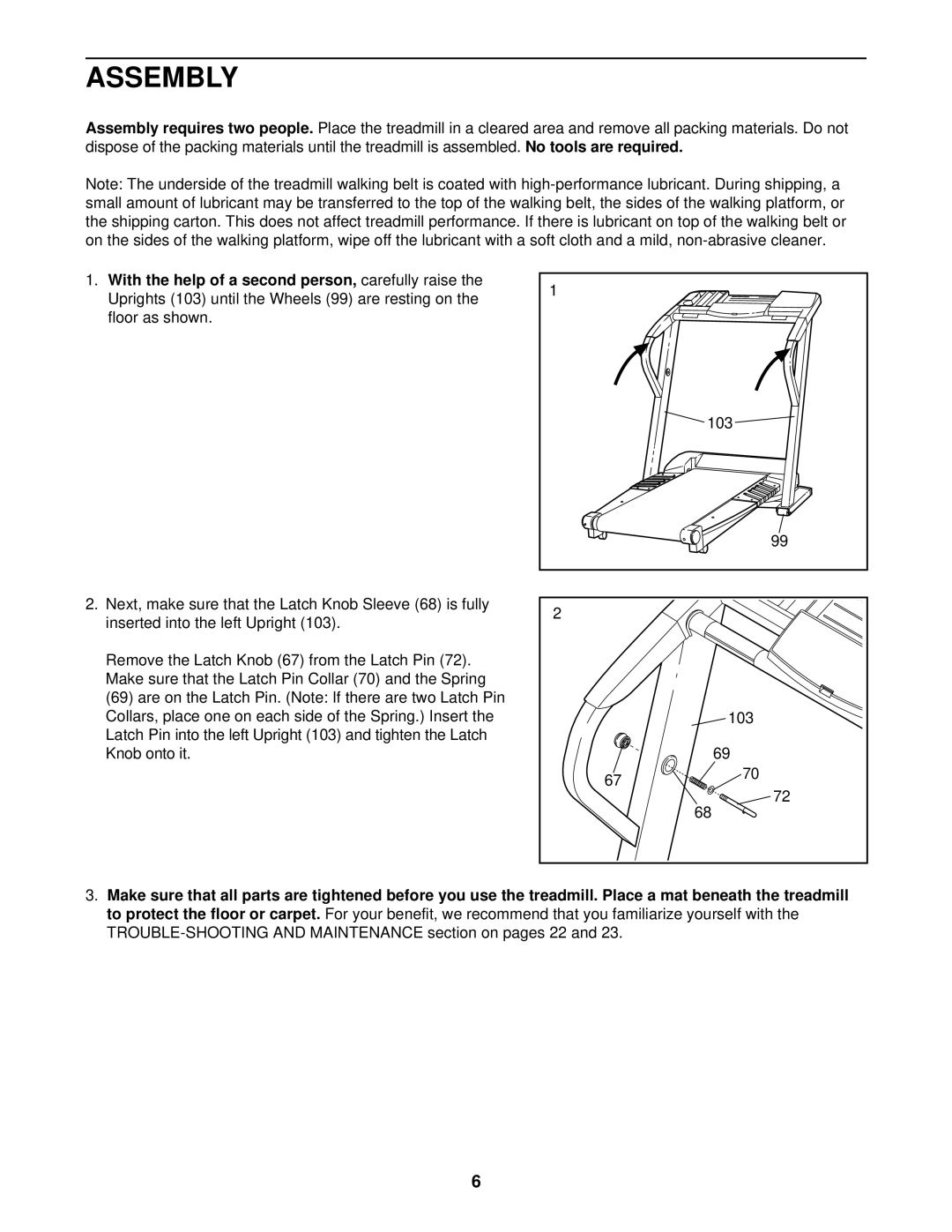 Healthrider HRTL05910, s300i manual Assembly 