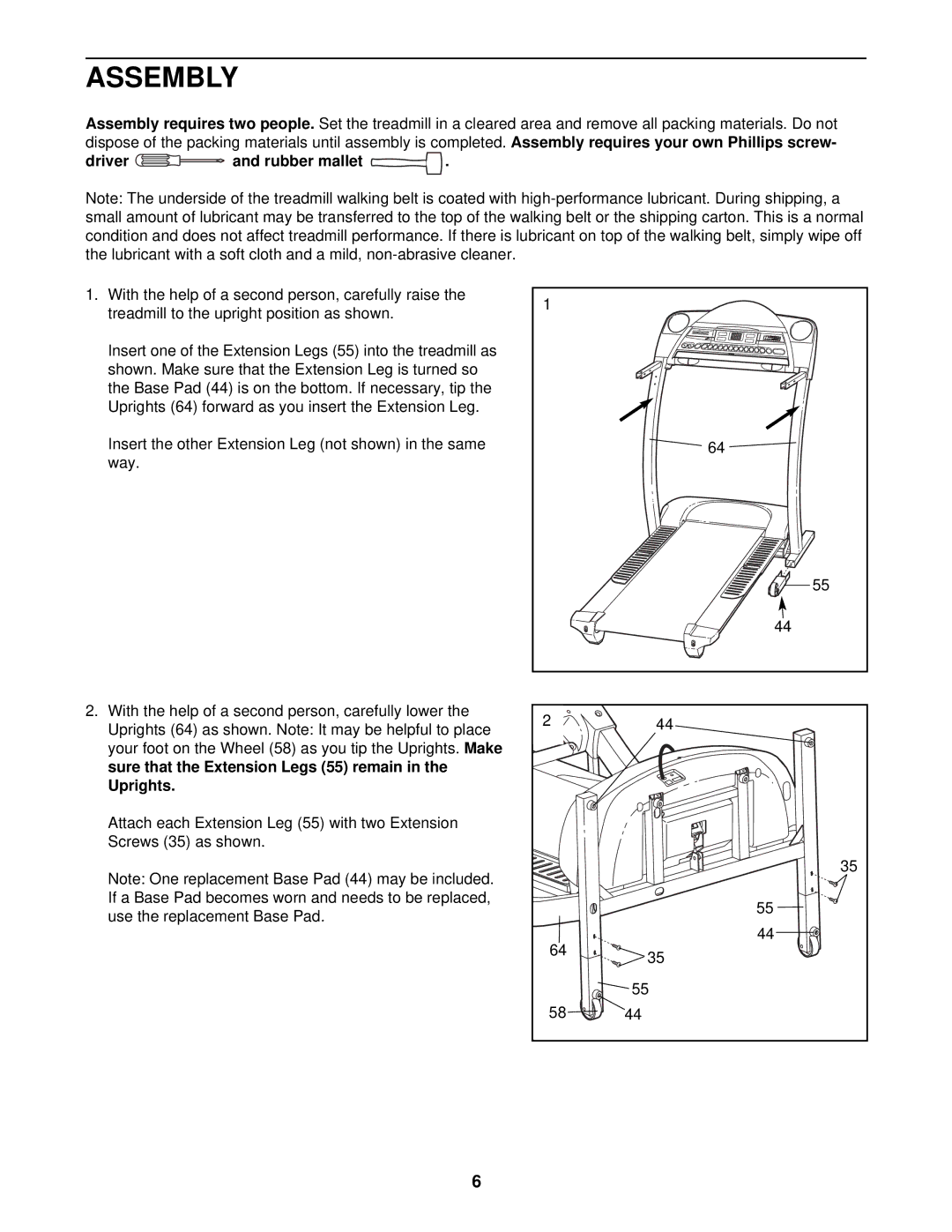 Healthrider HRTL0591R0 manual Assembly, Driver and rubber mallet 