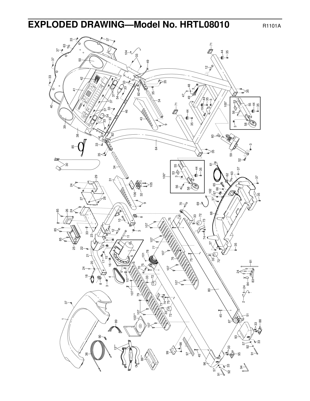 Healthrider manual Exploded DRAWING-Model No. HRTL08010 