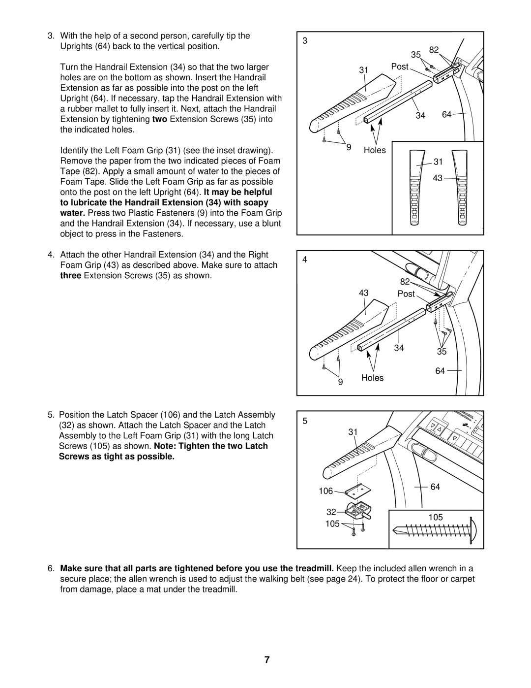 Healthrider HRTL08010 manual Screws as tight as possible 