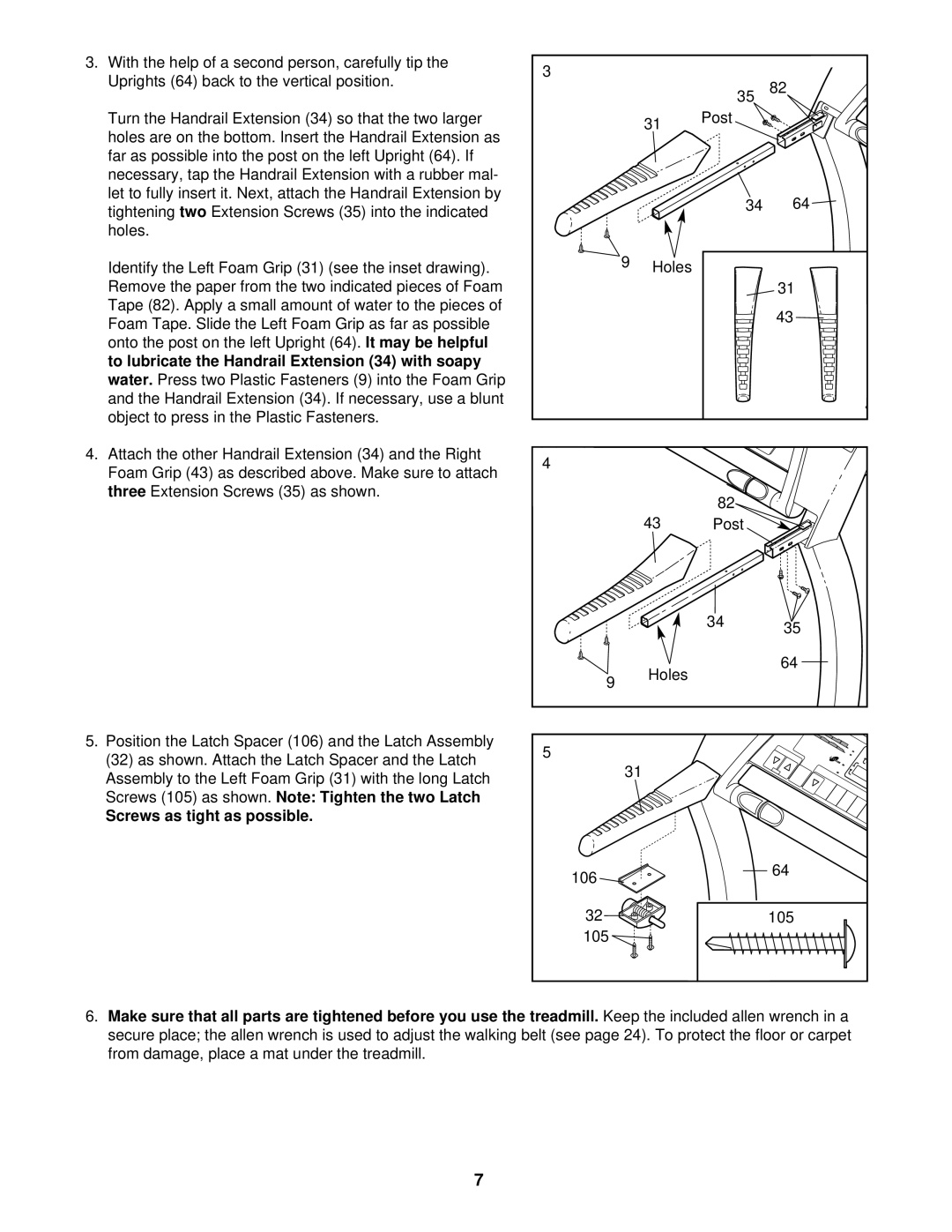 Healthrider HRTL08011 manual Screws as tight as possible 