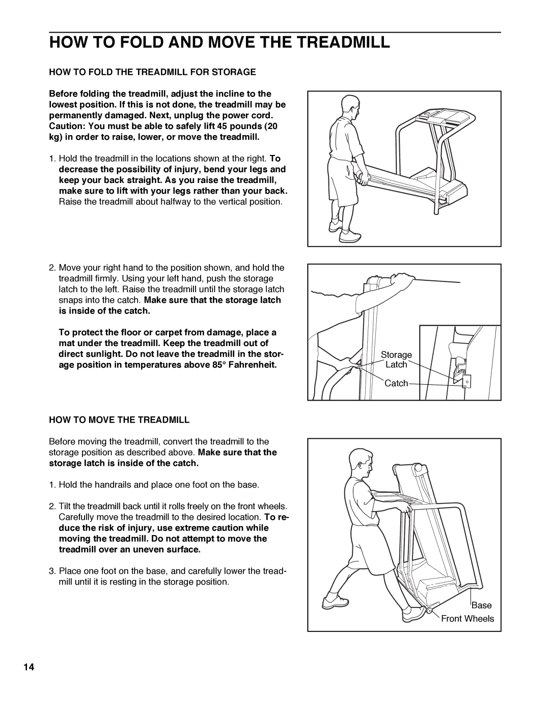 Healthrider HRTL08980 HOW to Fold and Move the Treadmill, HOW to Fold the Treadmill for Storage, HOW to Move the Treadmill 