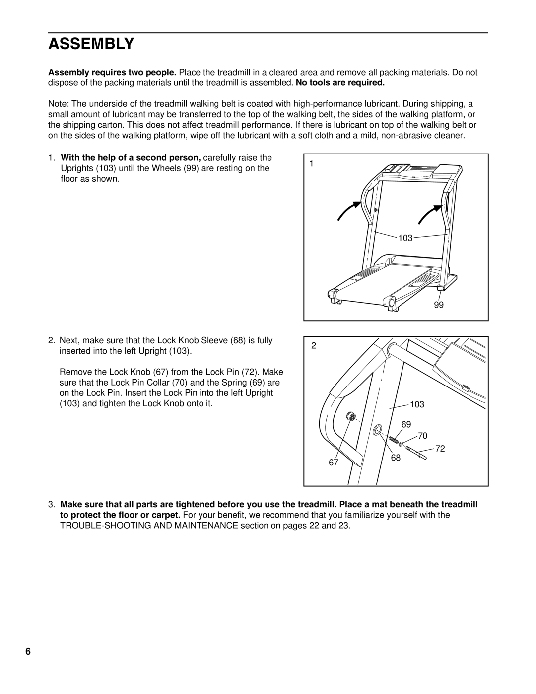 Healthrider HRTL09990 manual Assembly 