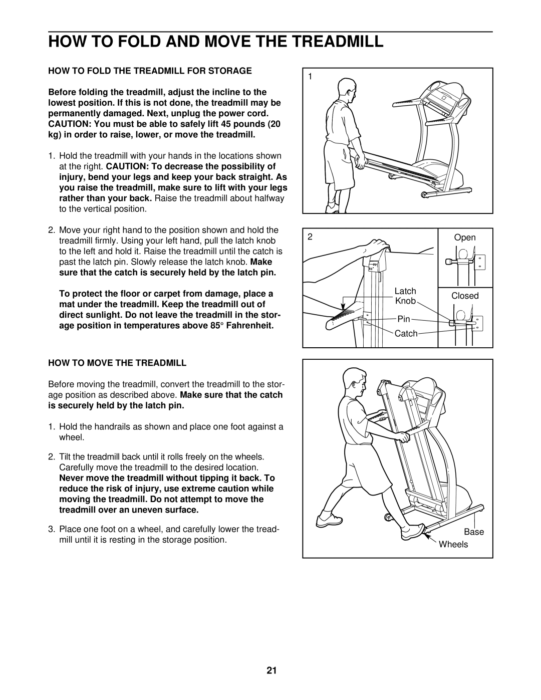 Healthrider HRTL10910 HOW to Fold and Move the Treadmill, HOW to Fold the Treadmill for Storage, HOW to Move the Treadmill 