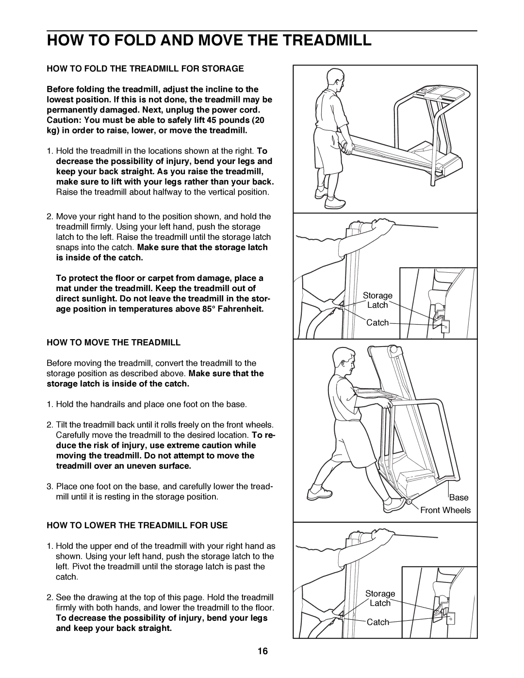 Healthrider HRTL10980 HOW to Fold and Move the Treadmill, HOW to Fold the Treadmill for Storage, HOW to Move the Treadmill 