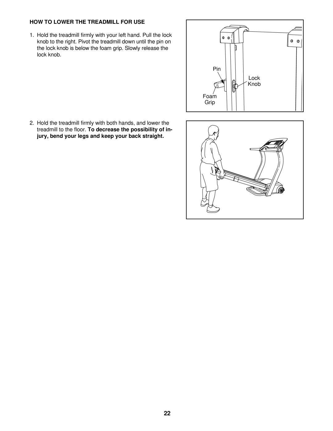 Healthrider HRTL11940 manual HOW to Lower the Treadmill for USE 