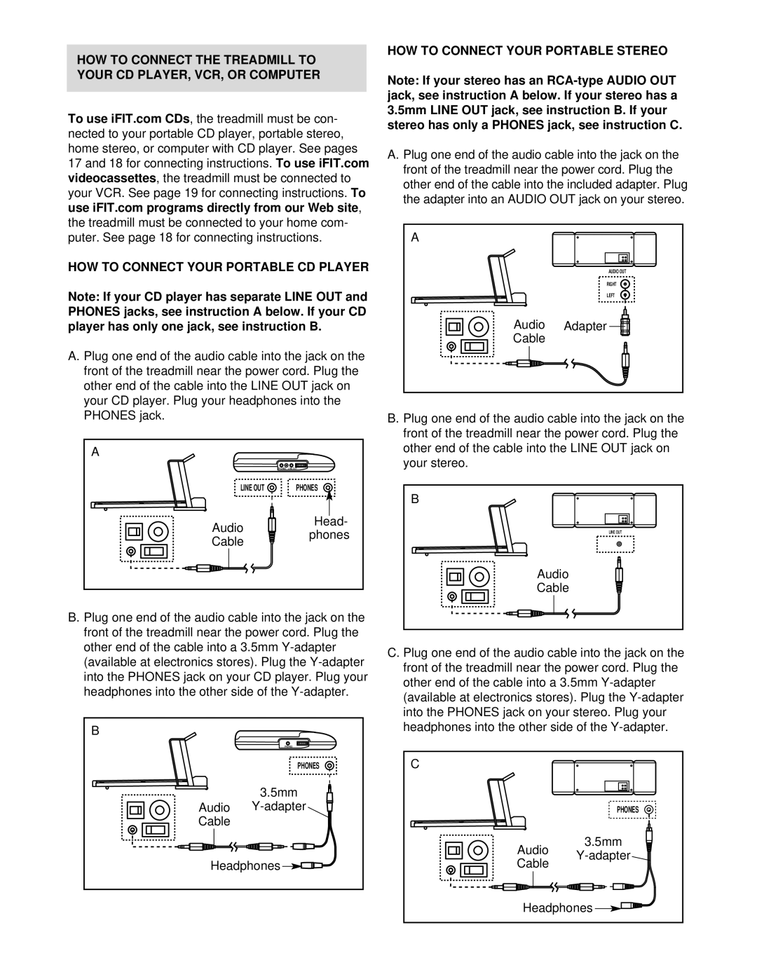 Healthrider HRTL12911 manual HOW to Connect Your Portable Stereo 