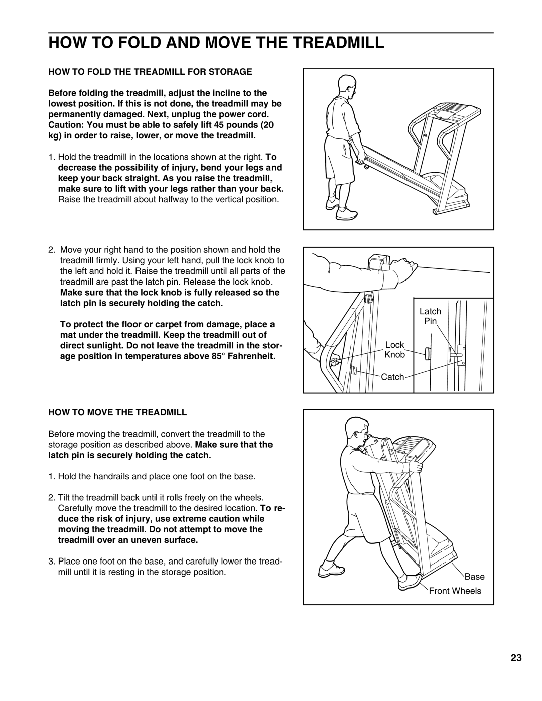 Healthrider HRTL1299 HOW to Fold and Move the Treadmill, HOW to Fold the Treadmill for Storage, HOW to Move the Treadmill 