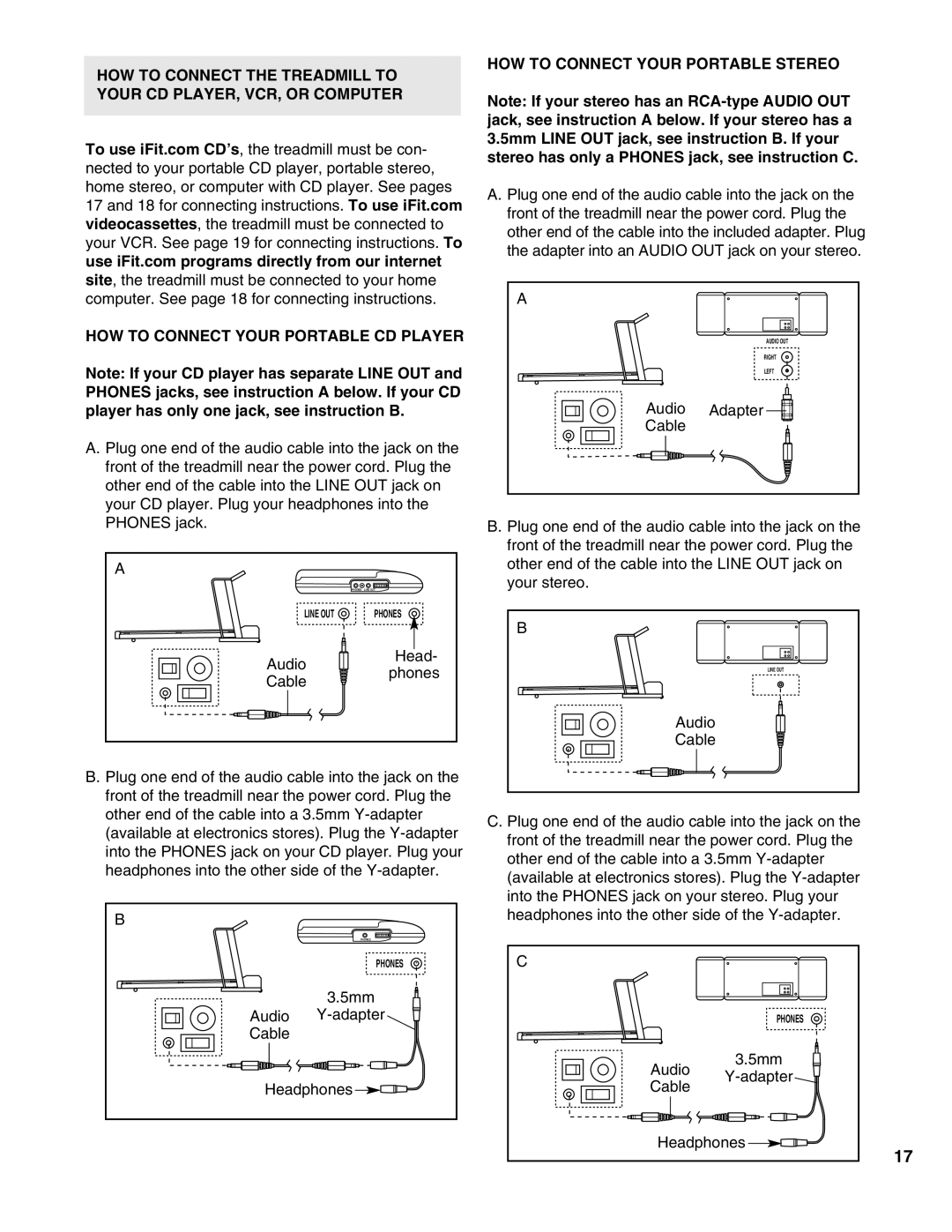 Healthrider HRTL12990 manual HOW to Connect Your Portable Stereo 