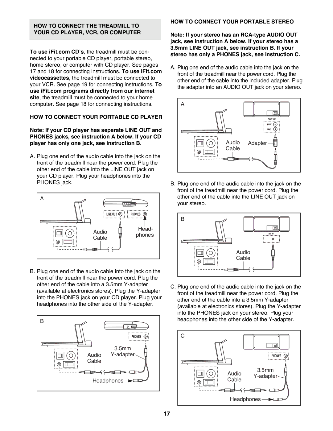 Healthrider HRTL12992 manual HOW to Connect Your Portable Stereo 