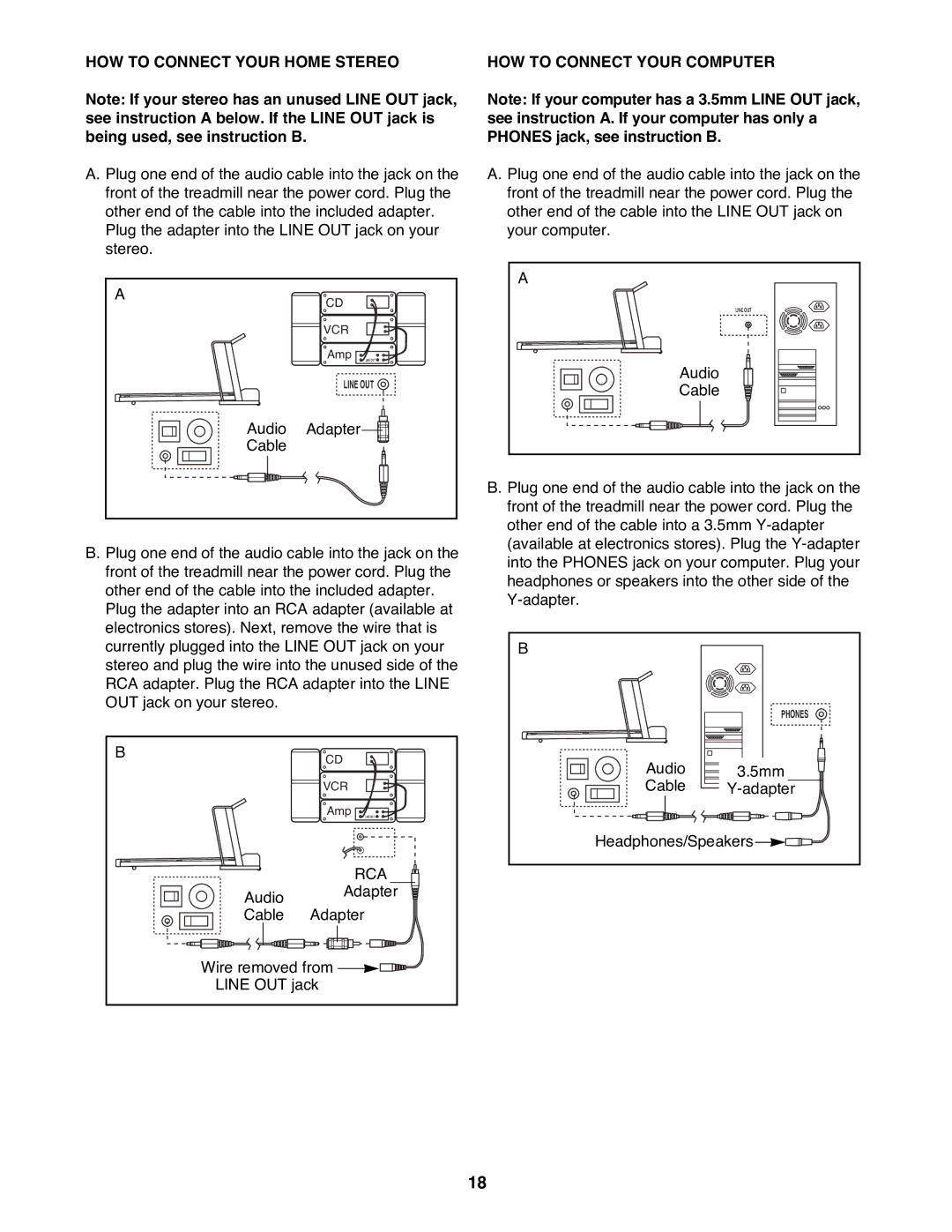 Healthrider HRTL12992 manual HOW to Connect Your Home Stereo, HOW to Connect Your Computer 