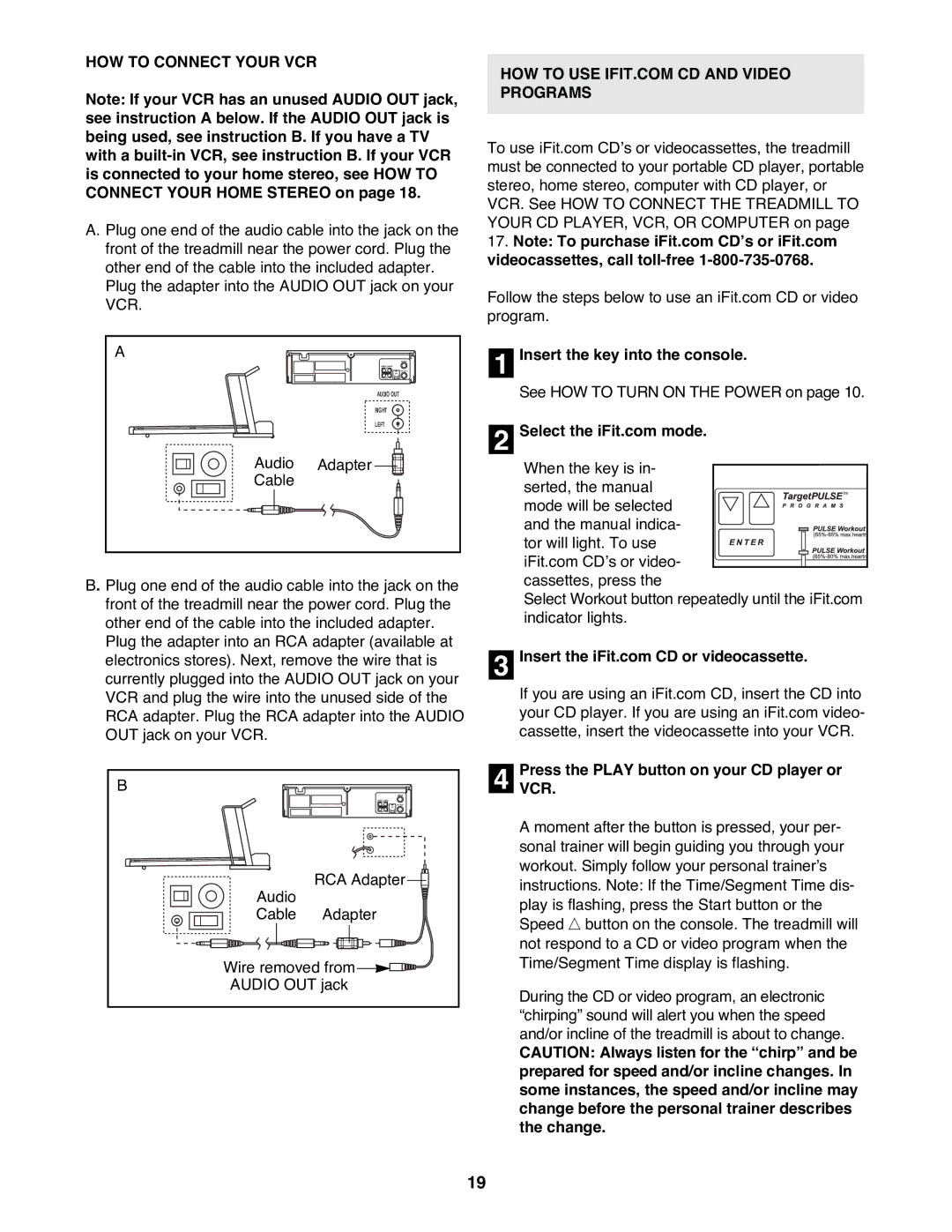 Healthrider HRTL12992 manual HOW to Connect Your VCR, PressVCR. the Play button on your CD player or 