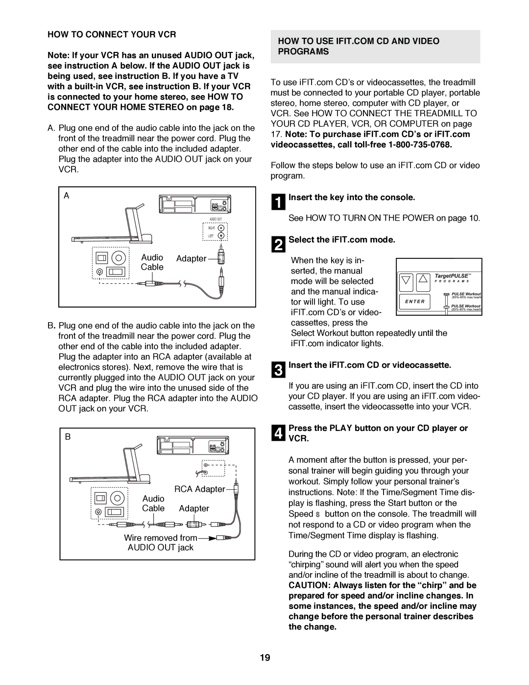 Healthrider HRTL12994 manual HOW to Connect Your VCR, PressVCR. the Play button on your CD player or 