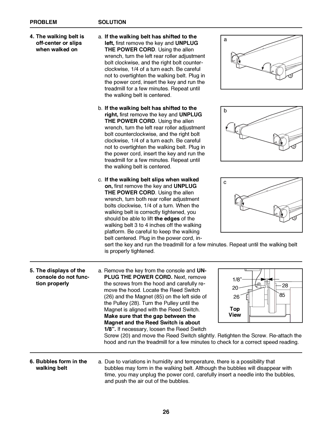 Healthrider HRTL12994 manual Displays, Top Make sure that the gap between, Magnet and the Reed Switch is about 