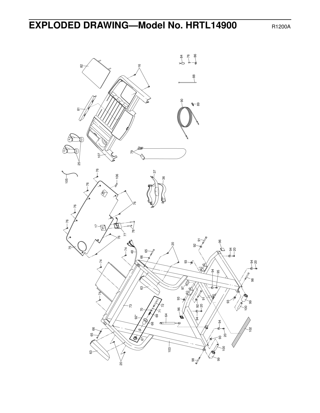 Healthrider HRTL14900 manual 103 105 107 106 