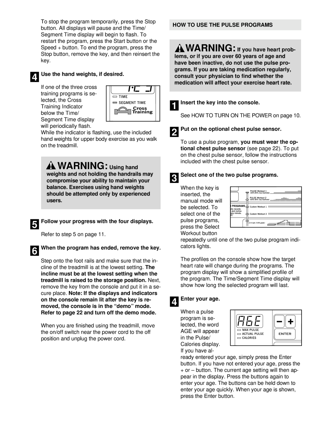 Healthrider HRTL14910 manual HOW to USE the Pulse Programs 