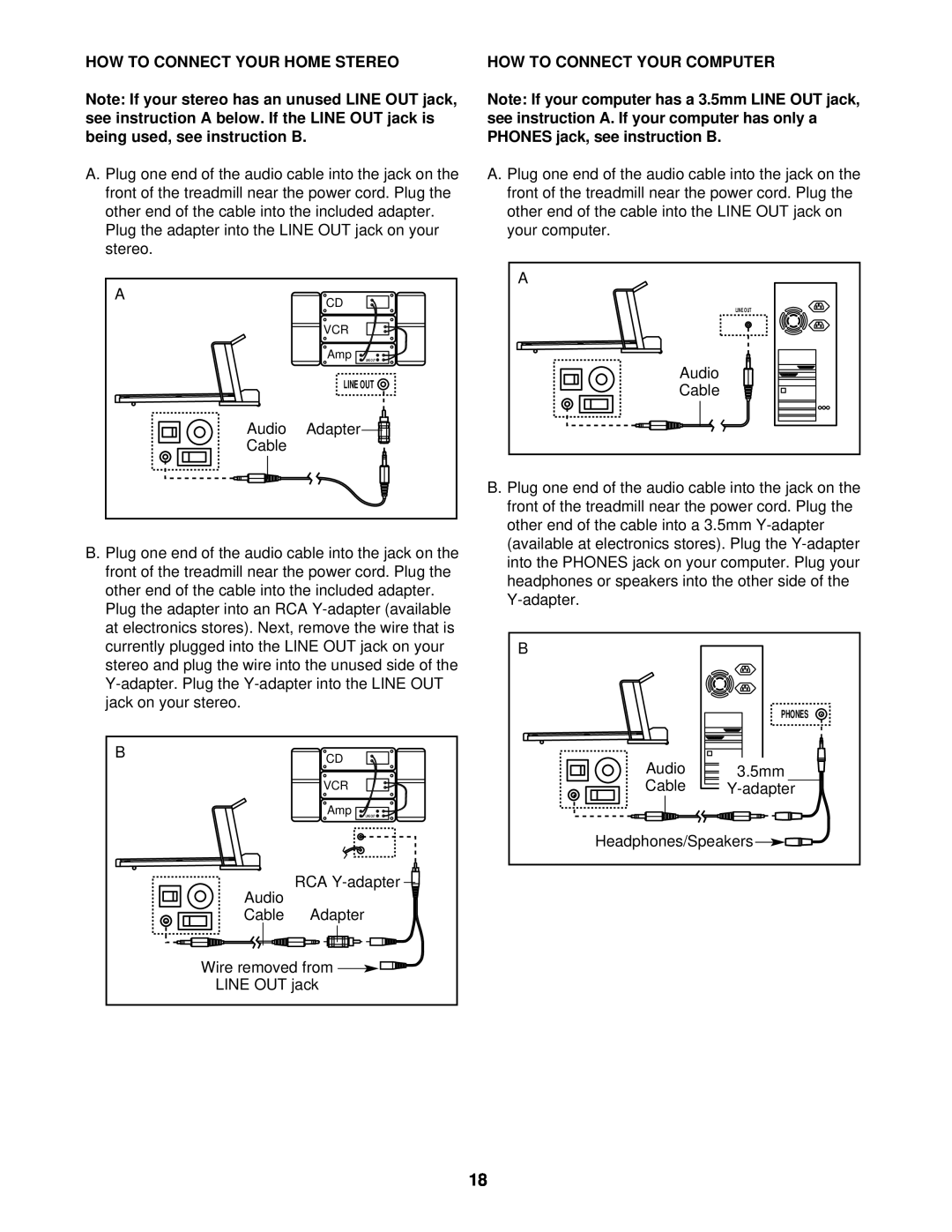Healthrider HRTL14910 manual How To Connect Your Home Stereo, How To Connect Your Computer, Line Out 