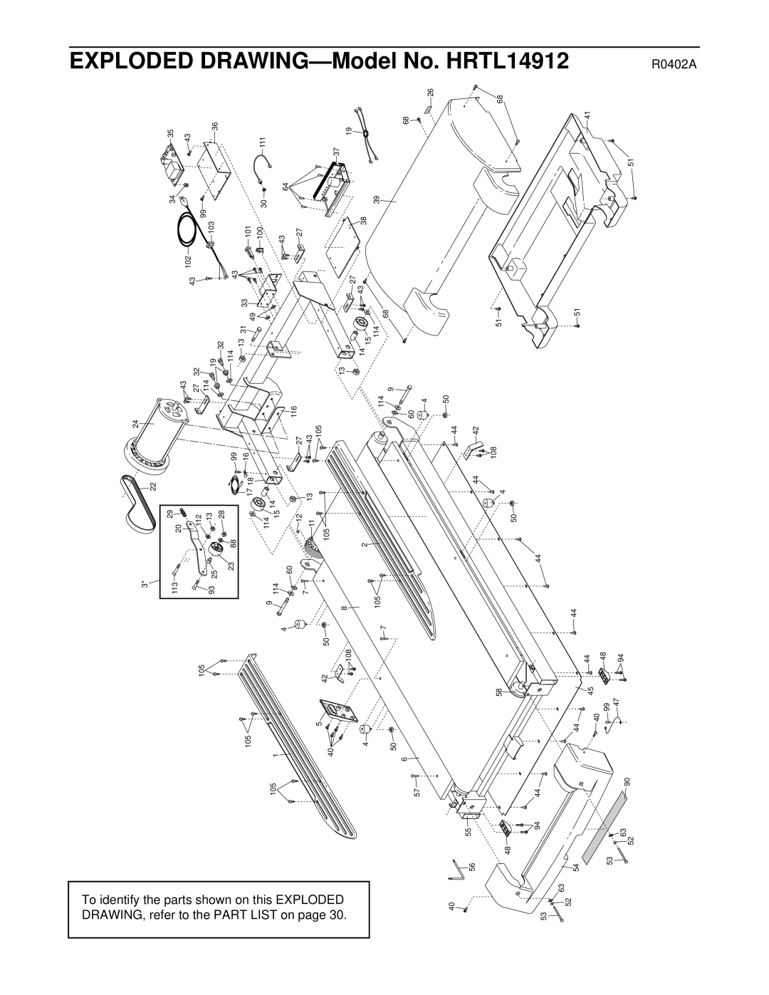 Healthrider HRTL14912 manual Drawing 