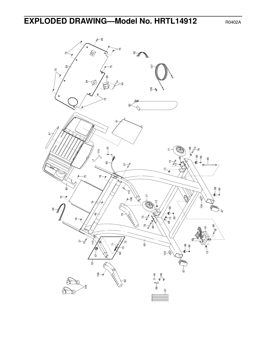 Healthrider manual Exploded DRAWING-Model No. HRTL14912 