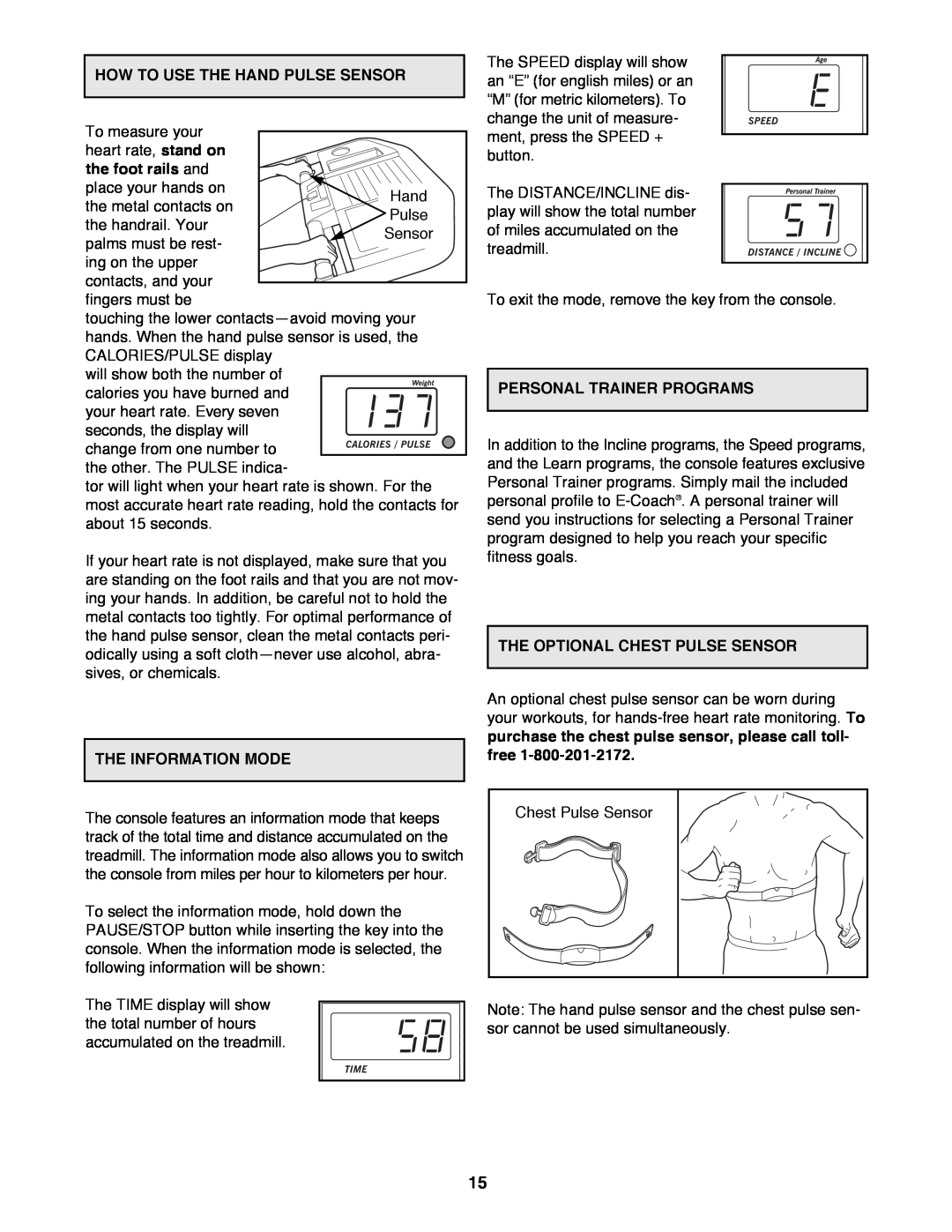 Healthrider HRTL14980 manual How To Use The Hand Pulse Sensor, the foot rails and place your hands on the metal contacts on 