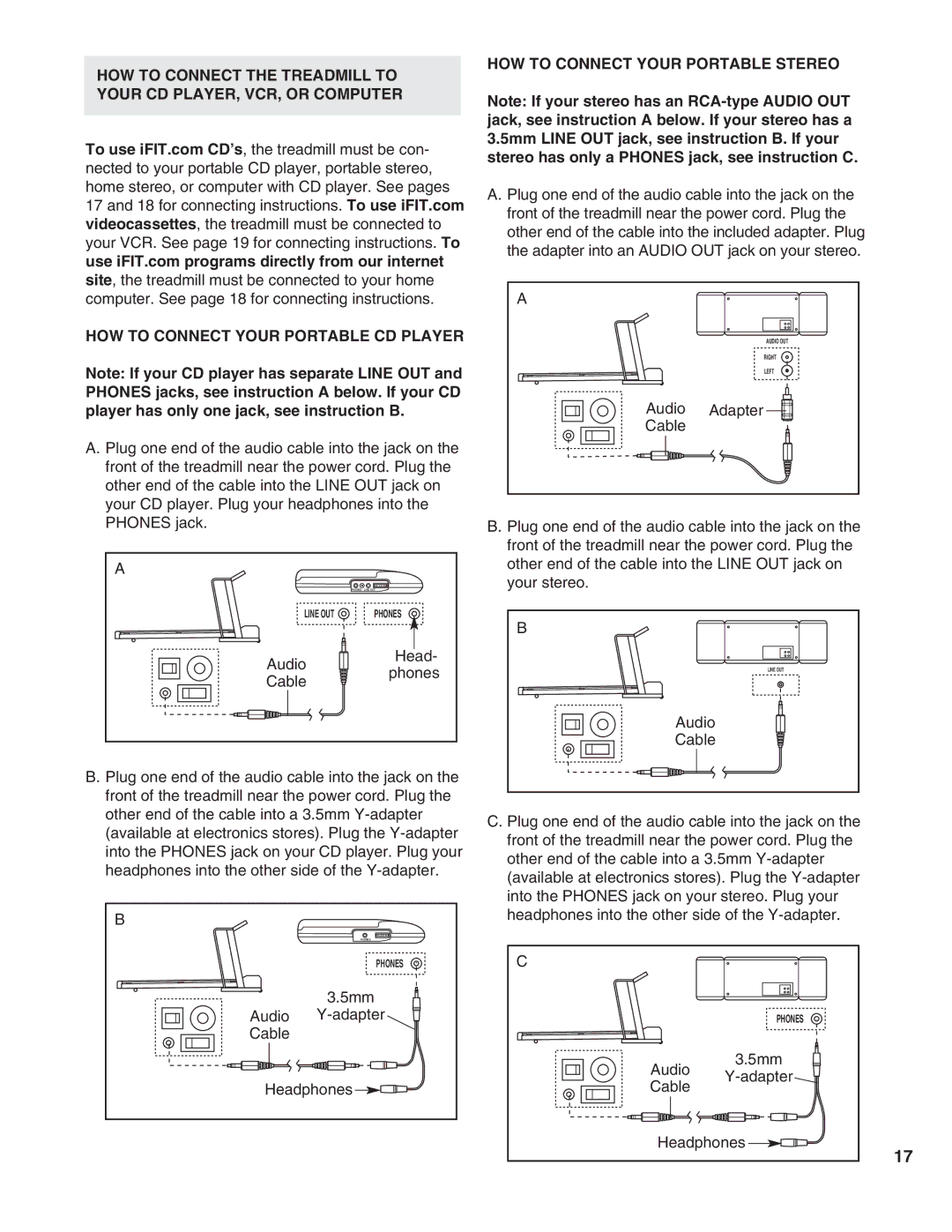 Healthrider HRTL16900 manual HOW to Connect Your Portable Stereo 