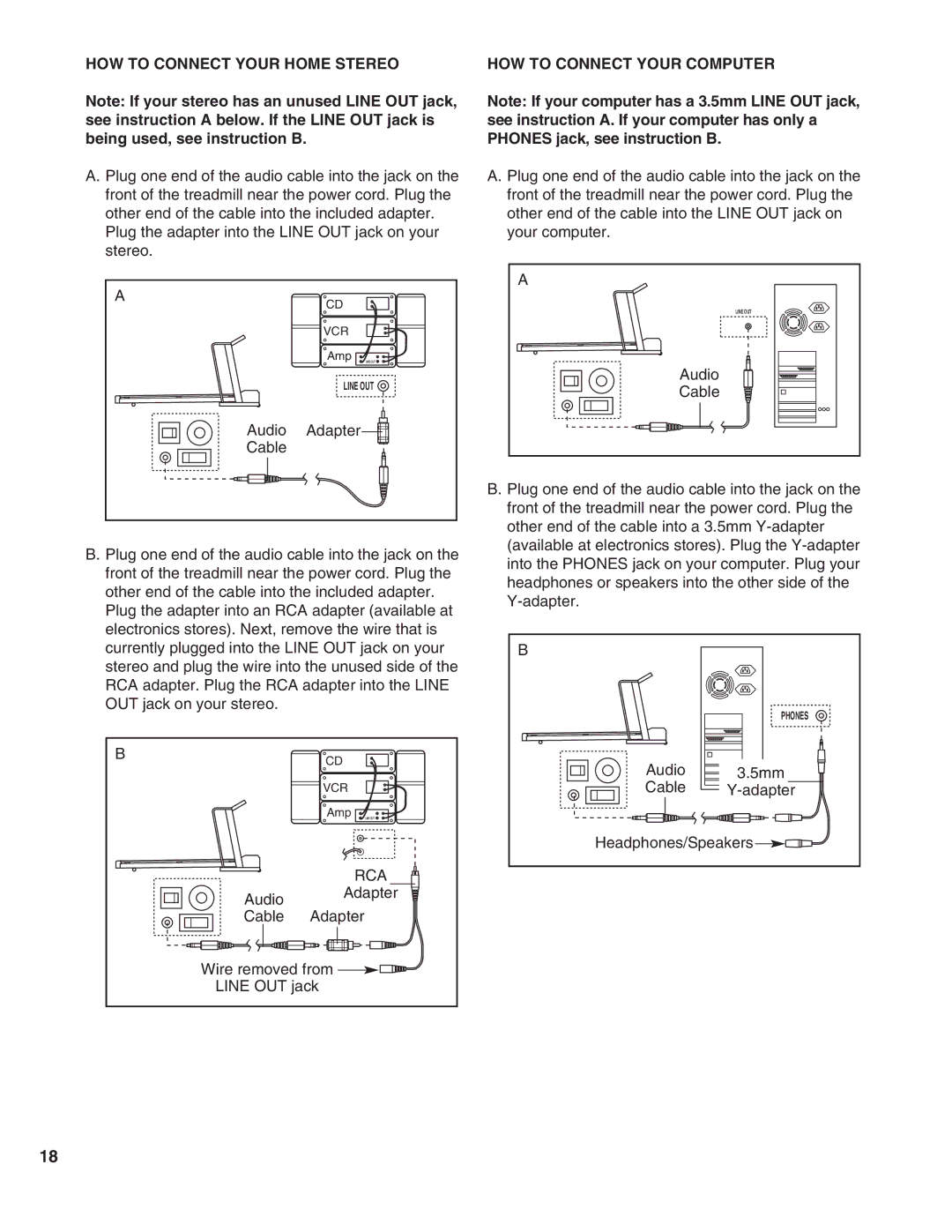 Healthrider HRTL16900 manual HOW to Connect Your Home Stereo, HOW to Connect Your Computer 