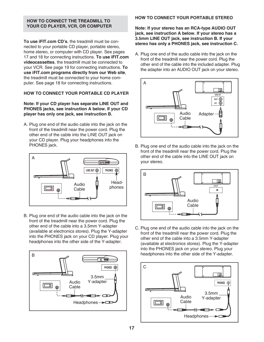 Healthrider HRTL16940 manual HOW to Connect Your Portable Stereo 