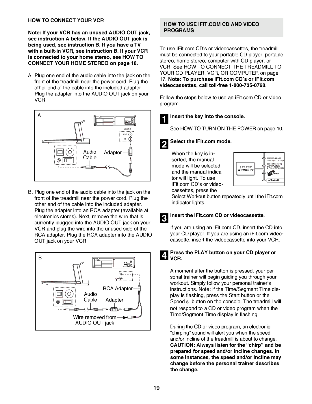 Healthrider HRTL16991 manual HOW to Connect Your VCR, PressVCR. the Play button on your CD player or 