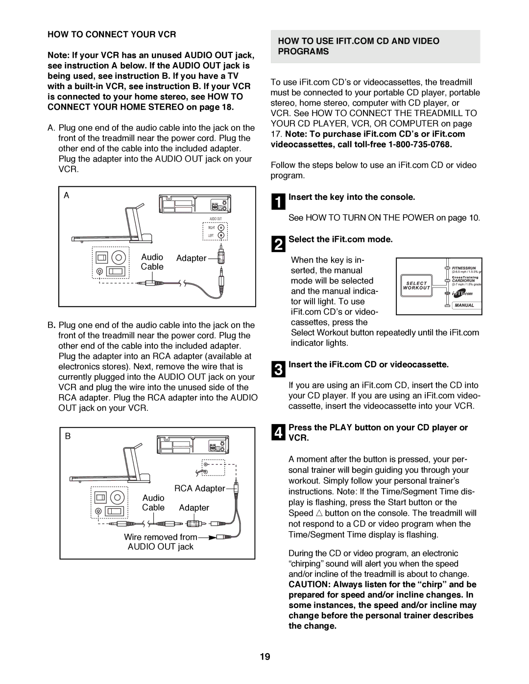 Healthrider HRTL16992 manual HOW to Connect Your VCR, PressVCR. the Play button on your CD player or 