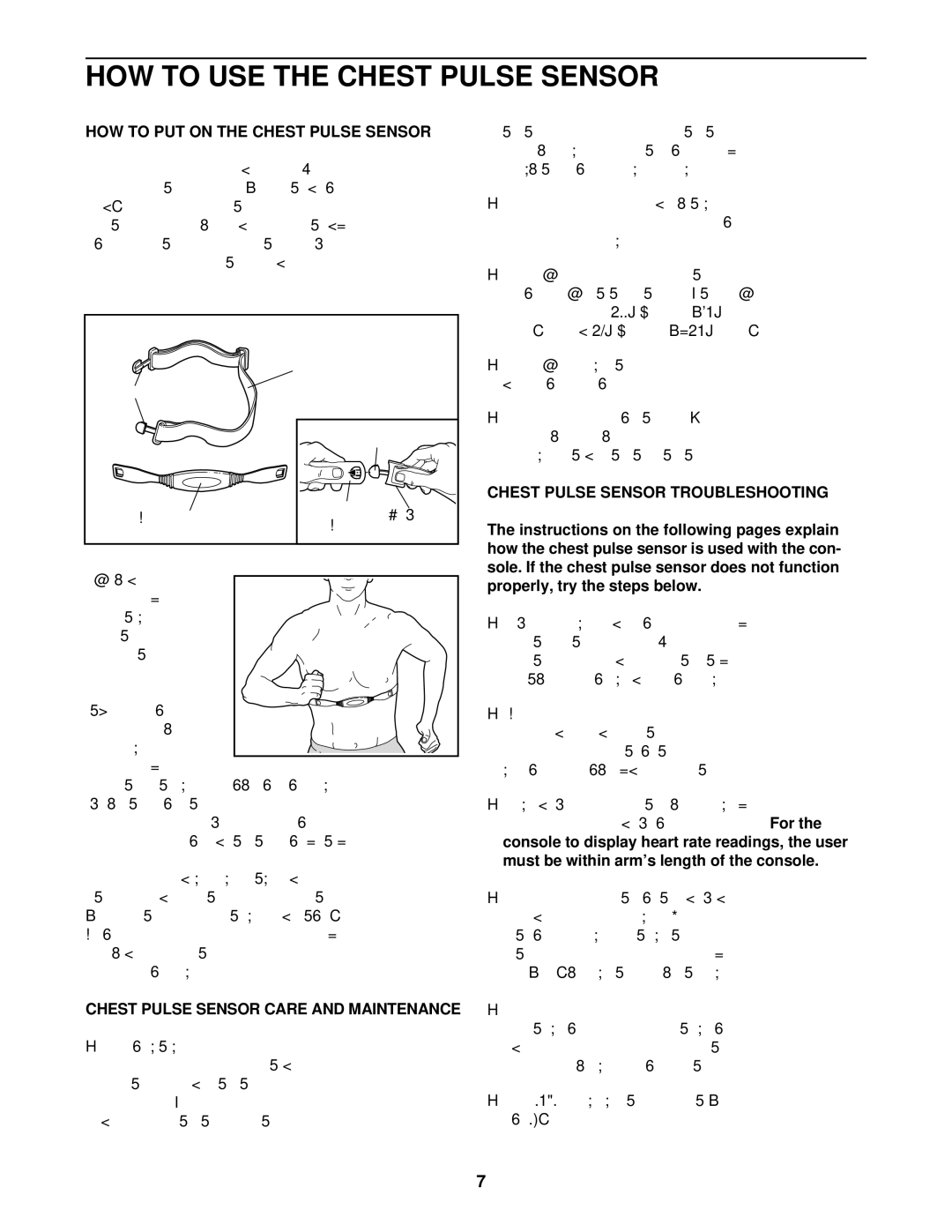 Healthrider HRTL19913 manual HOW to PUT on the Chest Pulse Sensor, Chest Pulse Sensor Care and Maintenance 