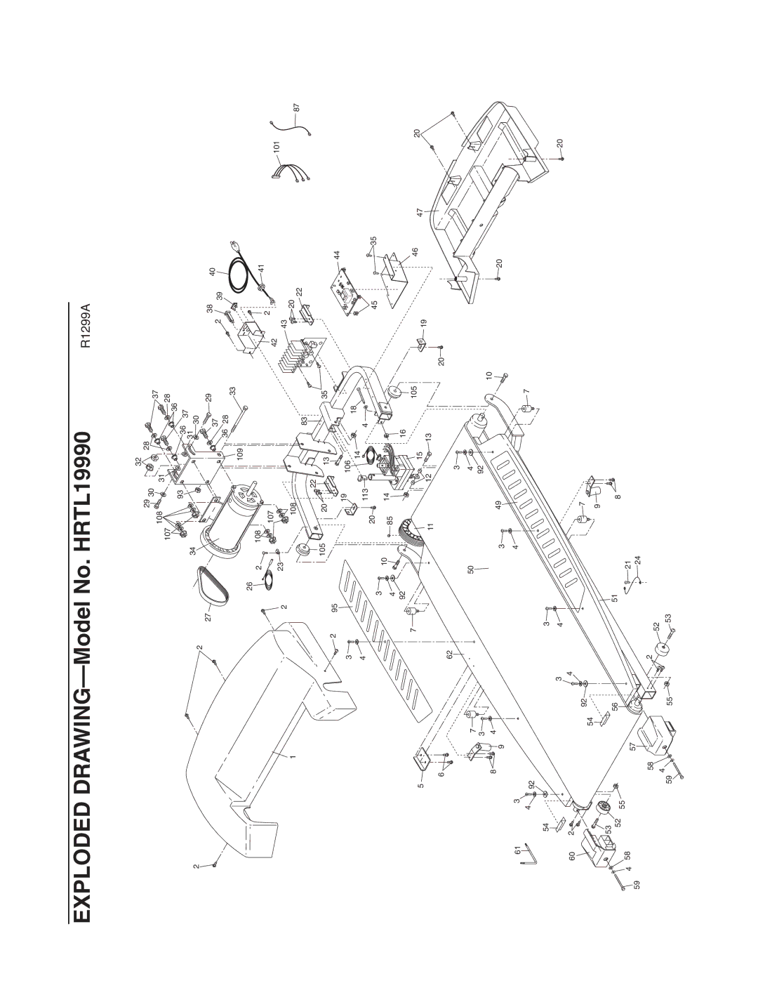 Healthrider manual Exploded DRAWING-Model No. HRTL19990 