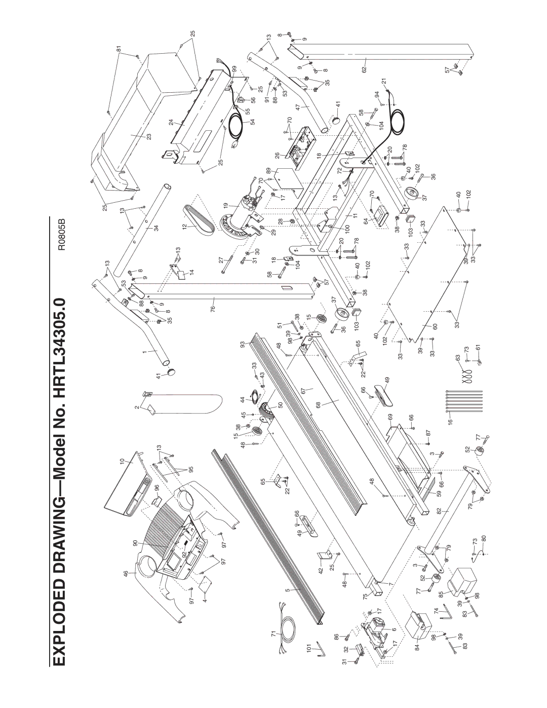 Healthrider manual Exploded DRAWING-Model No. HRTL34305.0 