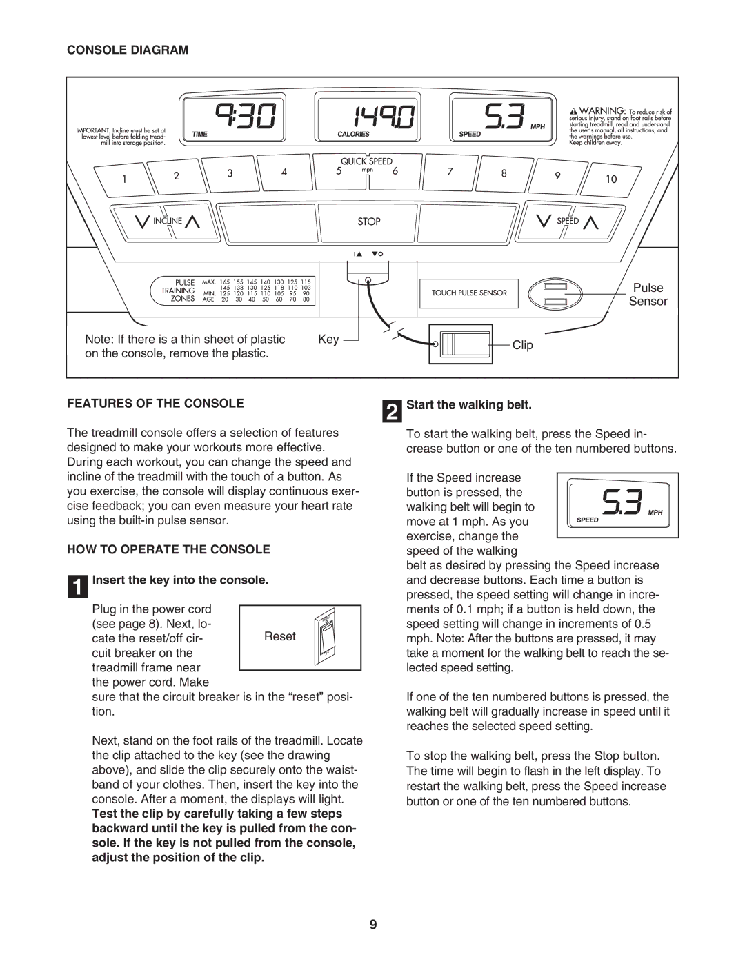 Healthrider HRTL34305.0 manual Console Diagram, Features of the Console, HOW to Operate the Console 