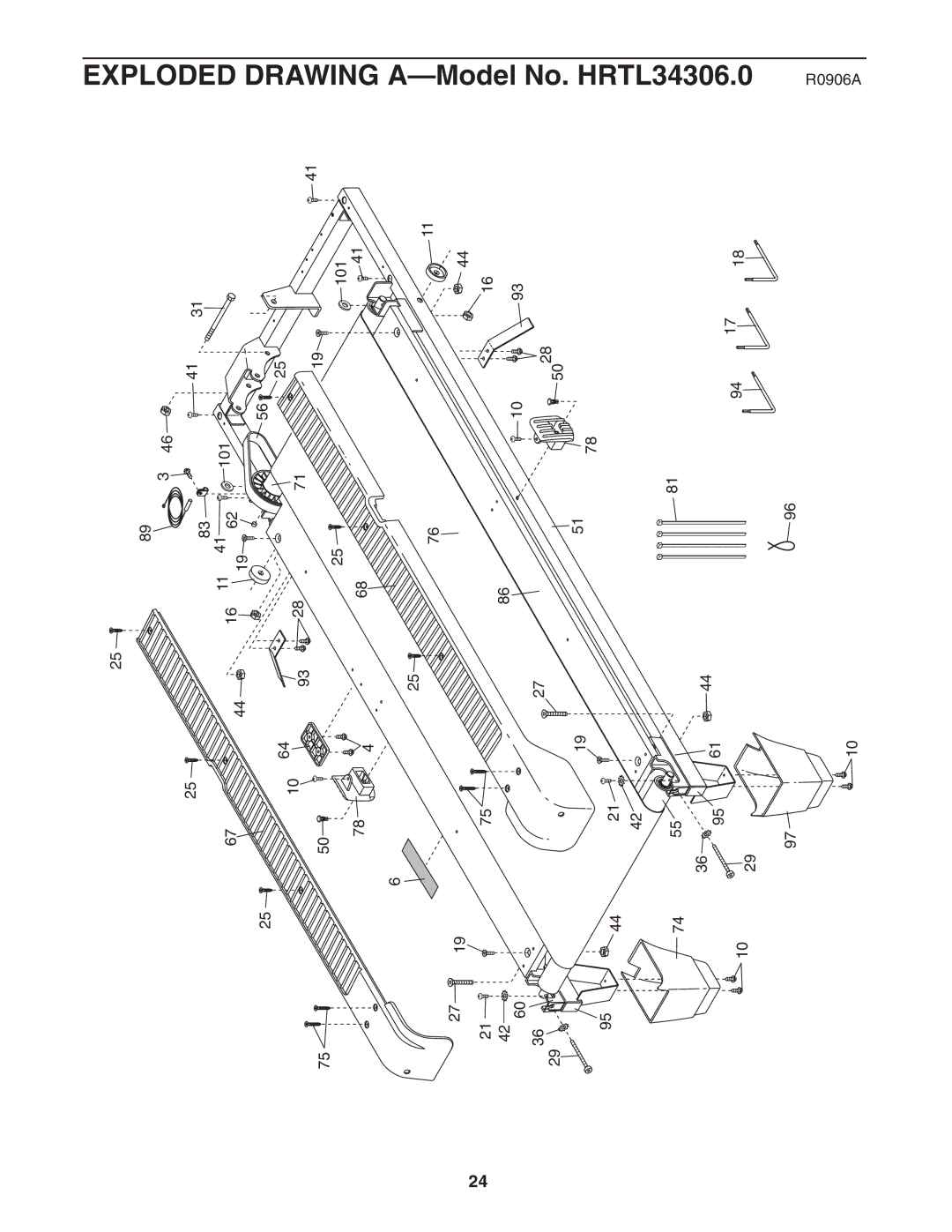 Healthrider manual Exploded Drawing A-Model No. HRTL34306.0 R0906A 