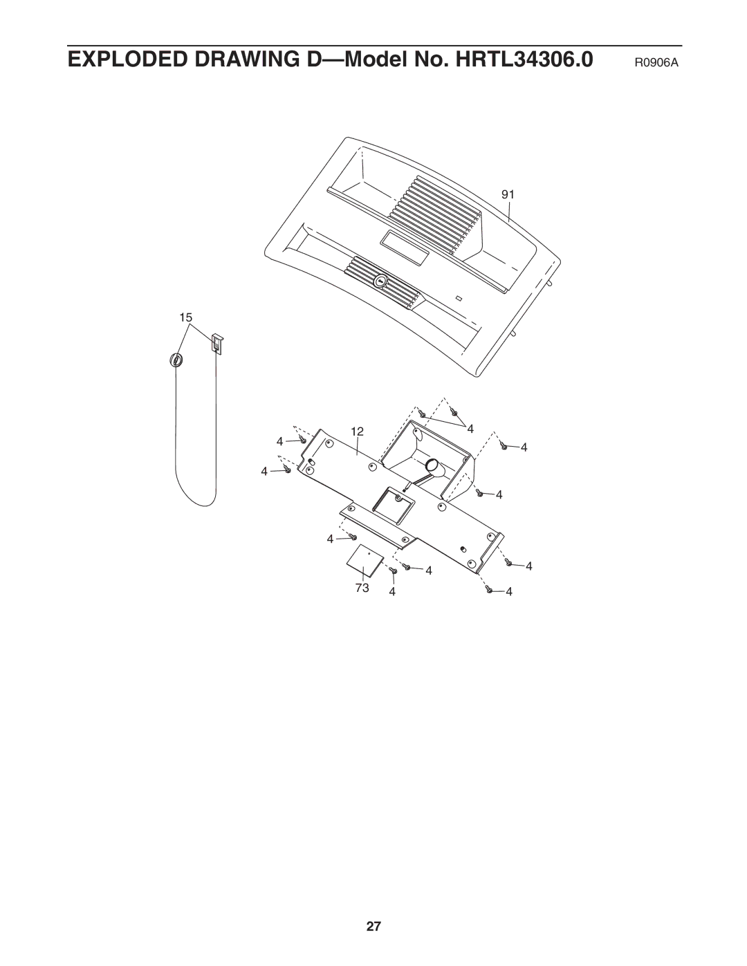 Healthrider manual Exploded Drawing D-Model No. HRTL34306.0 R0906A 