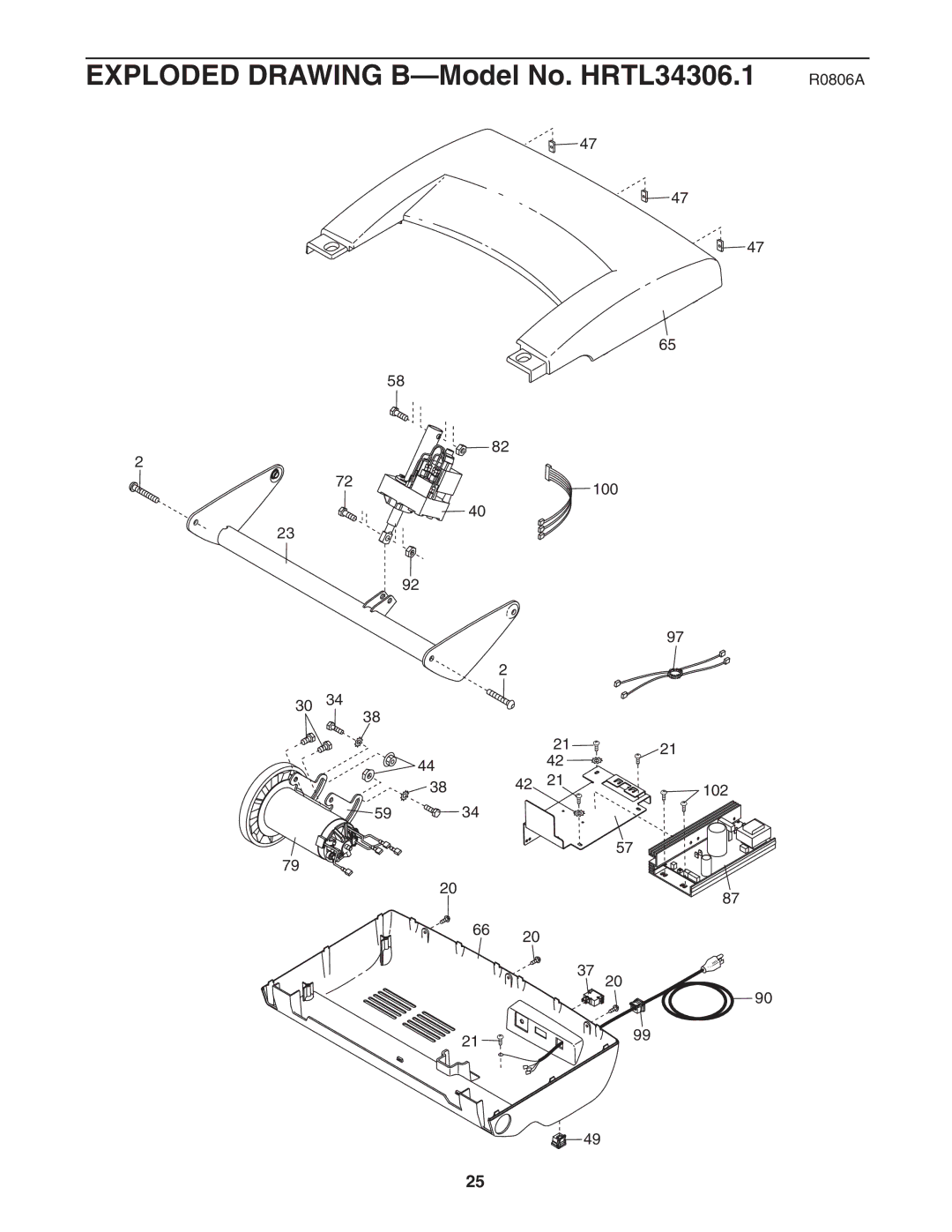 Healthrider manual Exploded Drawing B-Model No. HRTL34306.1 R0806A 