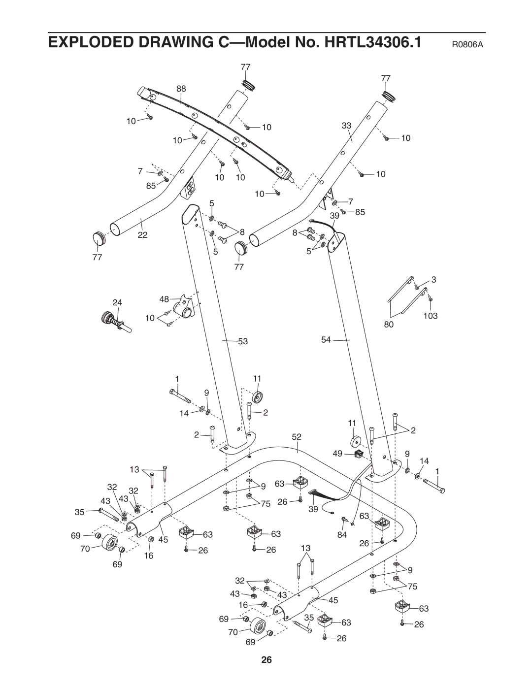 Healthrider manual Exploded Drawing C-Model No. HRTL34306.1 R0806A 