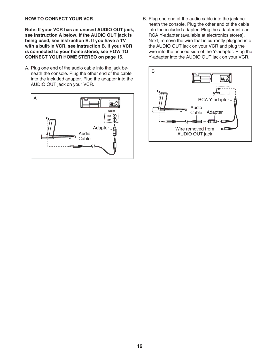 Healthrider HRTL39305.0 manual HOW to Connect Your VCR, Adapter Audio Cable 