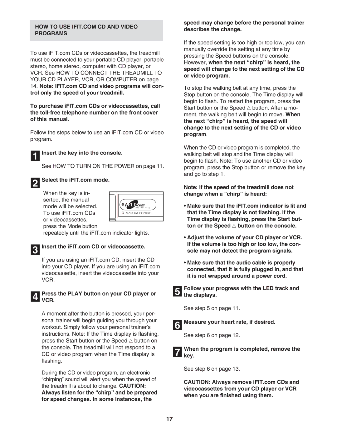 Healthrider HRTL39305.0 manual Programs, Vcr 