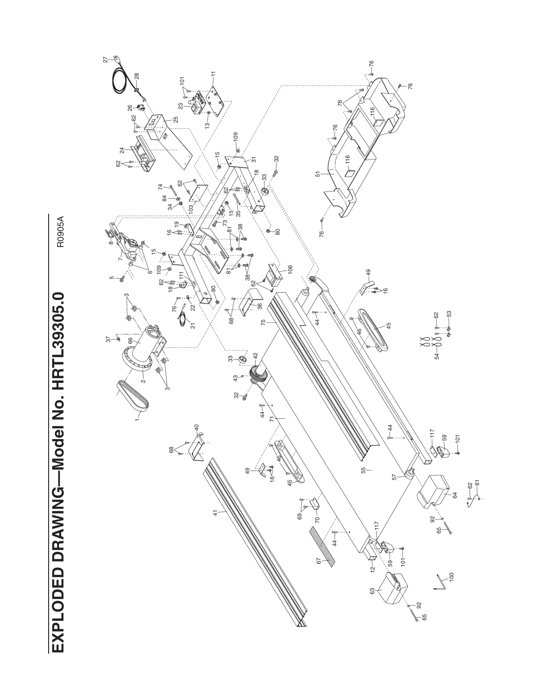 Healthrider manual Exploded DRAWING-Model No. HRTL39305.0 