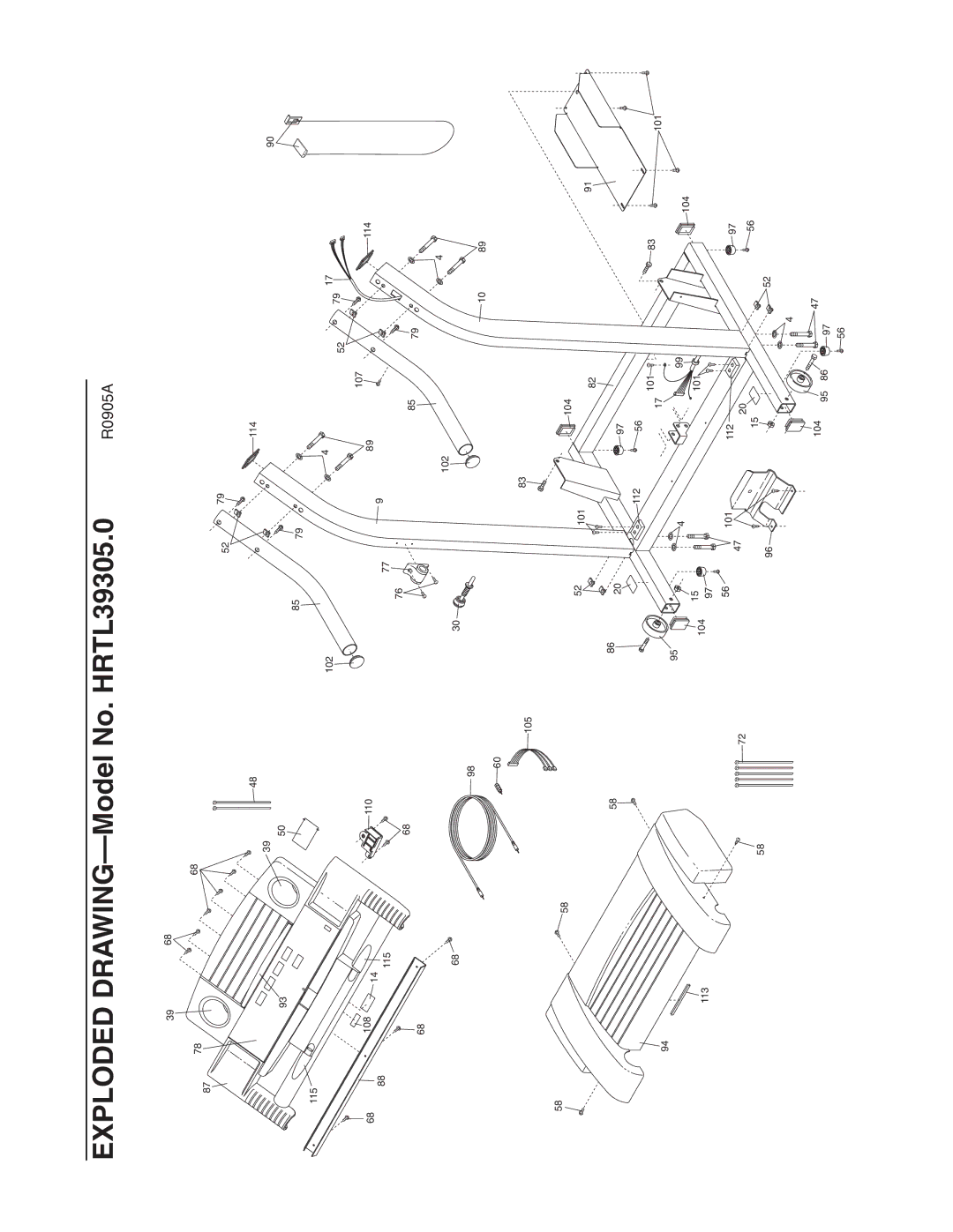 Healthrider HRTL39305.0 manual 115 108 110 105 113 114 102 107 104 101 