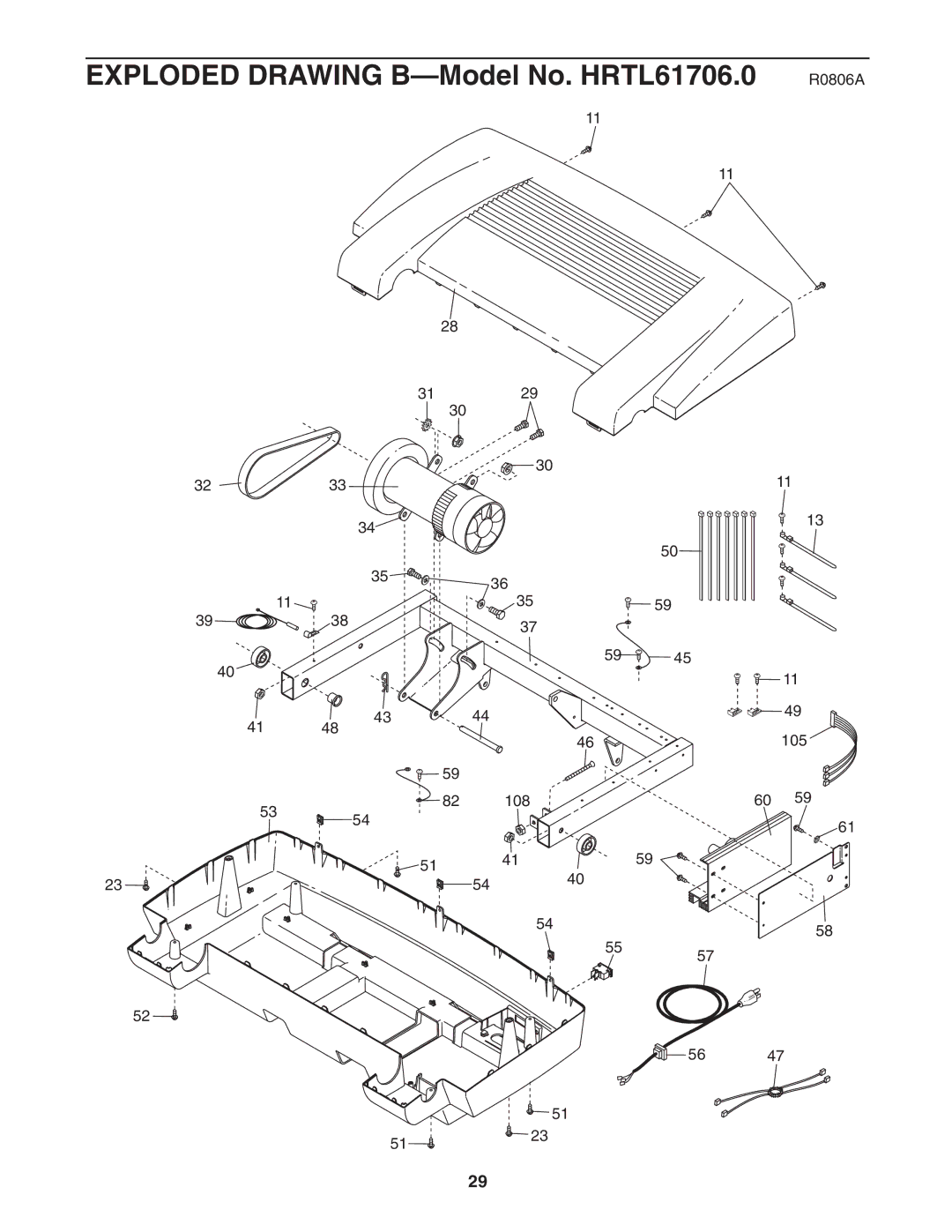 Healthrider manual Exploded Drawing B-Model No. HRTL61706.0 R0806A 