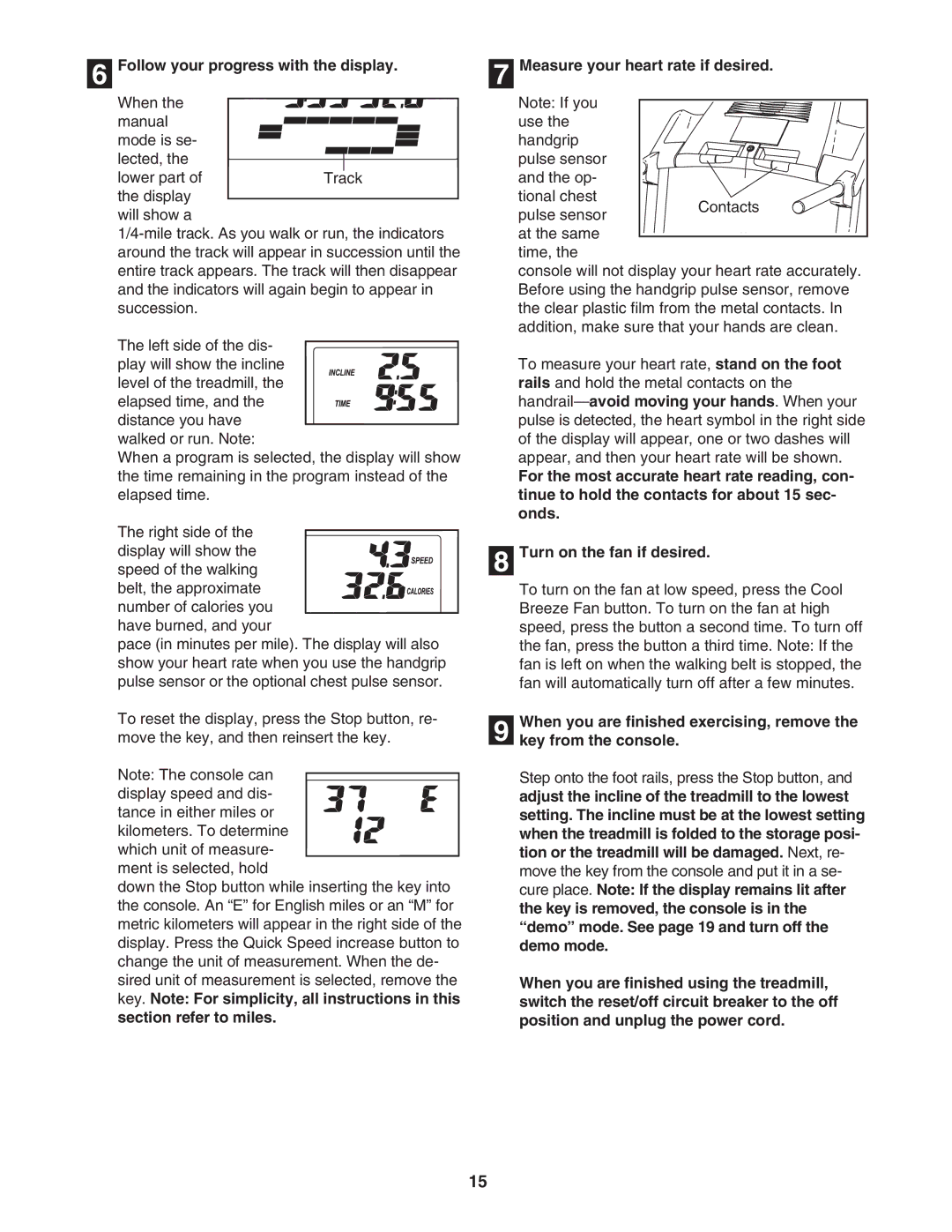 Healthrider HRTL61706.1 manual Follow your progress with the display, Measure your heart rate if desired 