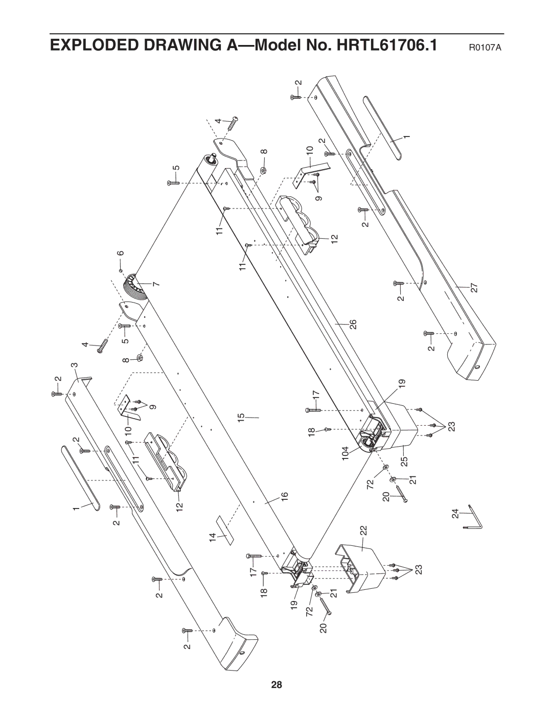 Healthrider manual Exploded Drawing A-Model No. HRTL61706.1 R0107A 