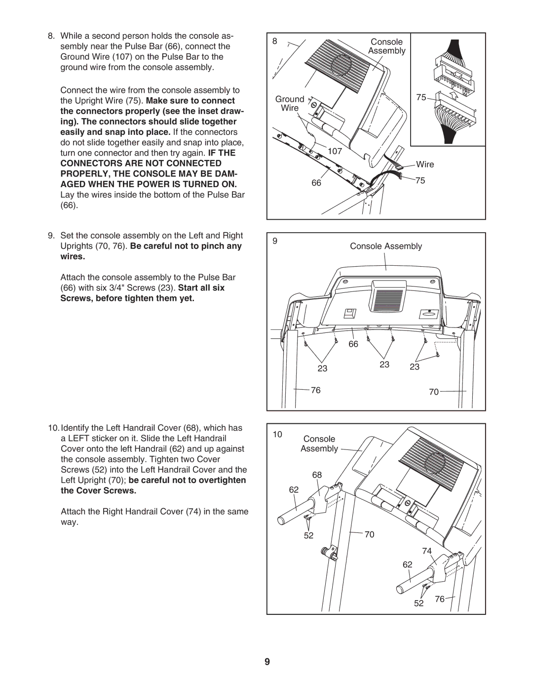 Healthrider HRTL61706.1 manual Connectors are not Connected 