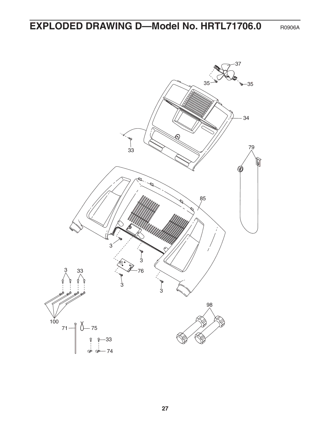 Healthrider manual Exploded Drawing D-Model No. HRTL71706.0 R0906A 